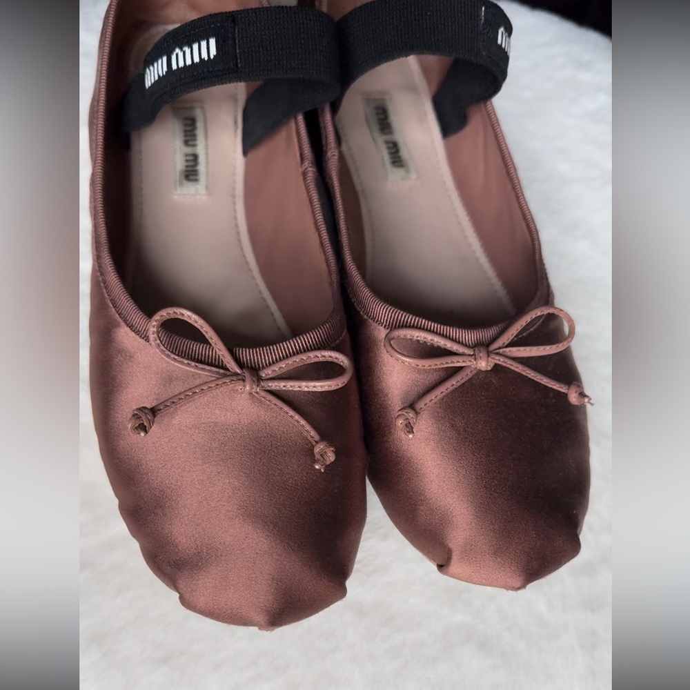 Miu Miu Satin Ballerinas Cocoa Brown IT 37,5 US 7,5 - Picture 9 of 13